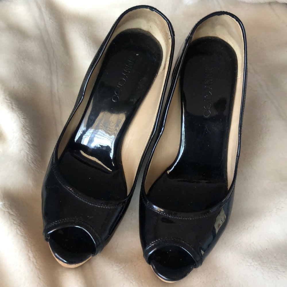 JIMMY CHOO Black Cork Wedges